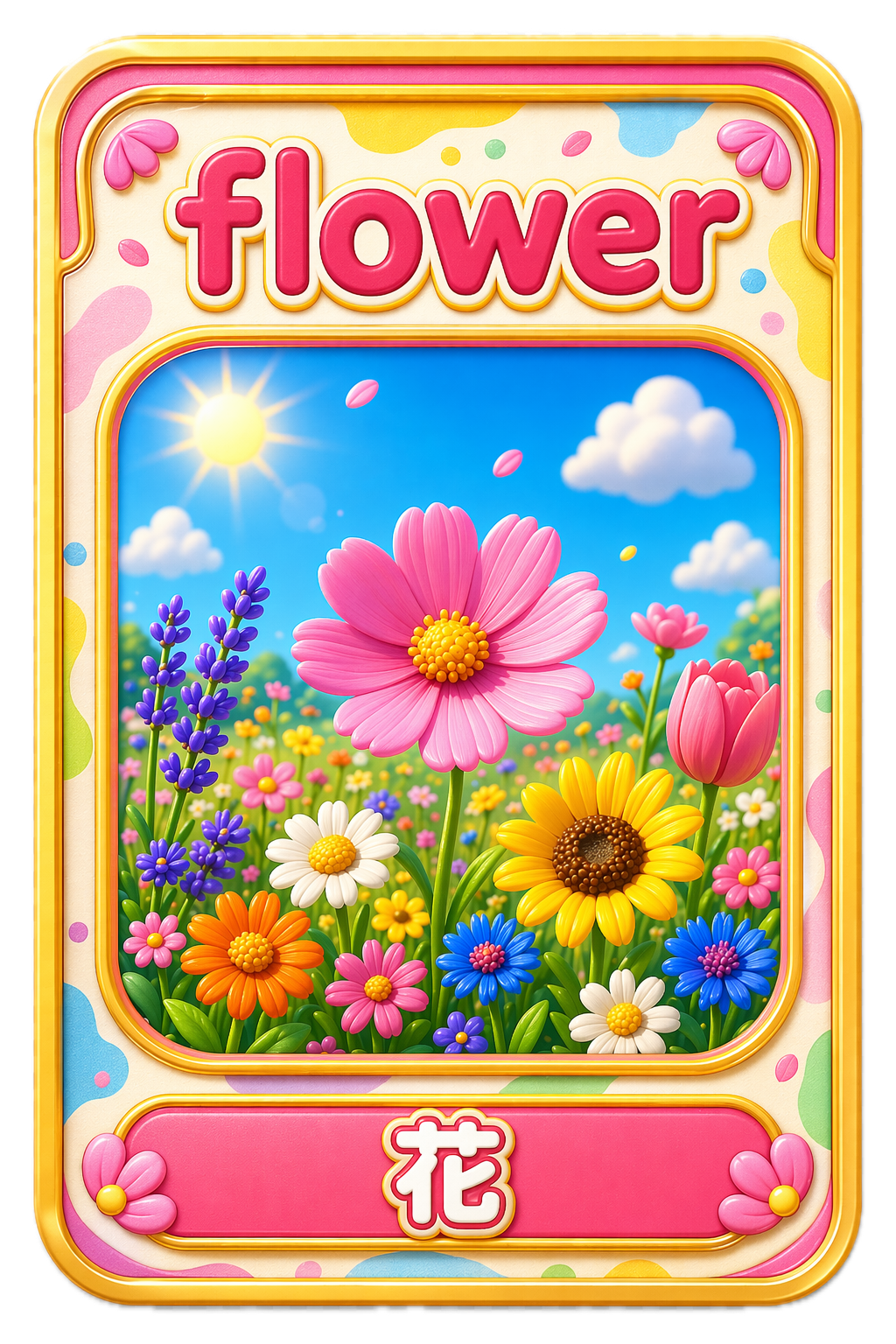 恢复完整的 flower 单词卡牌